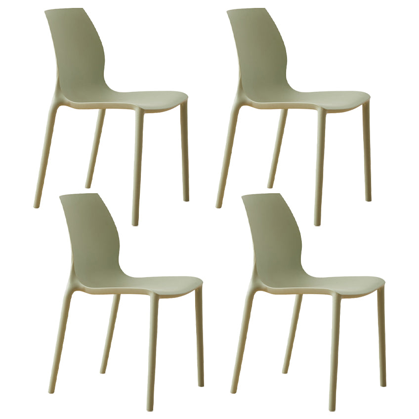 Scandinavian Armless Dining Chairs Plastic Indoor Stackable Solid Back Side Chair