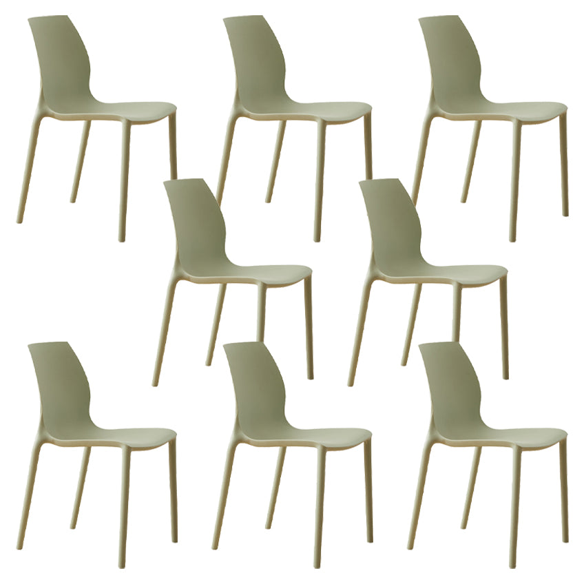 Scandinavian Armless Dining Chairs Plastic Indoor Stackable Solid Back Side Chair