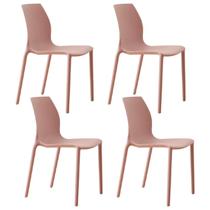 Scandinavian Armless Dining Chairs Plastic Indoor Stackable Solid Back Side Chair