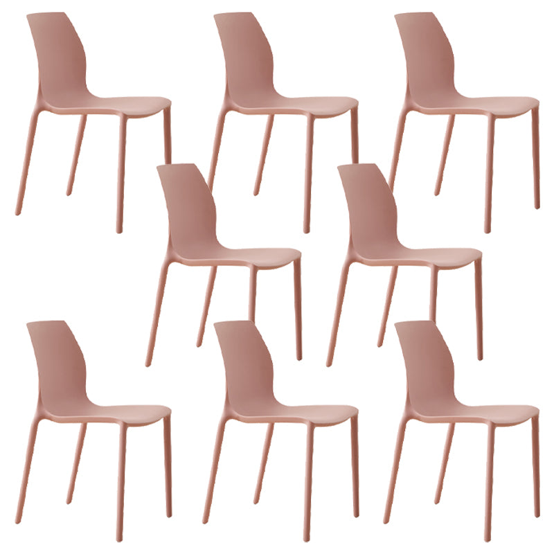 Scandinavian Armless Dining Chairs Plastic Indoor Stackable Solid Back Side Chair