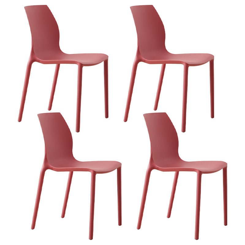 Scandinavian Armless Dining Chairs Plastic Indoor Stackable Solid Back Side Chair