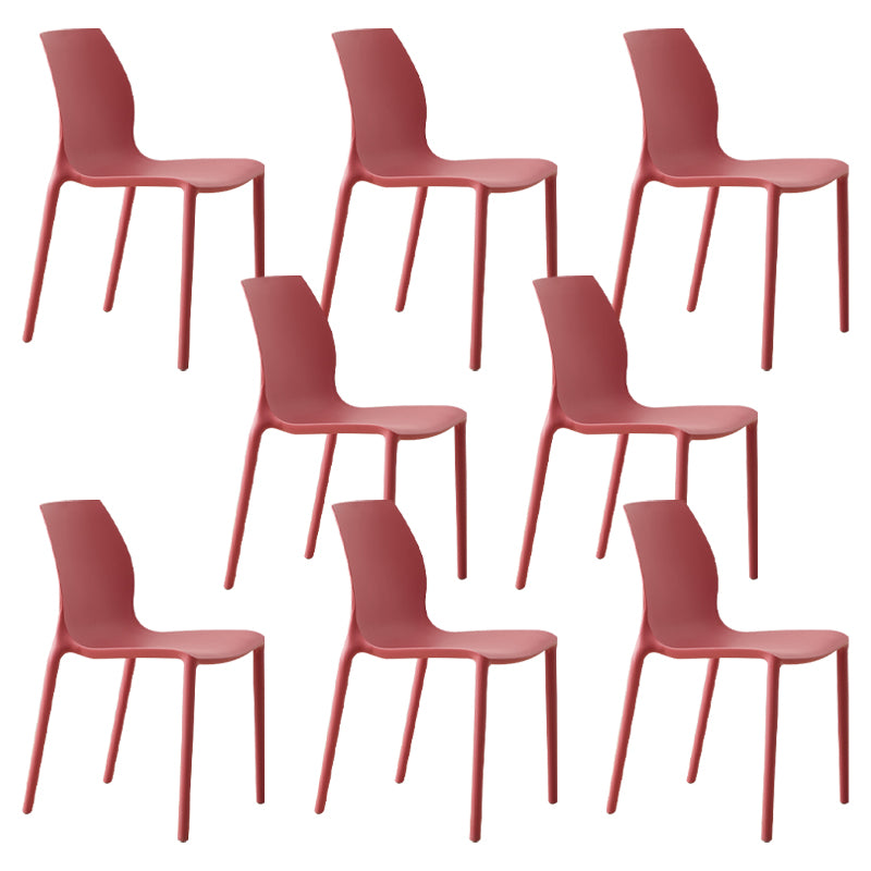 Scandinavian Armless Dining Chairs Plastic Indoor Stackable Solid Back Side Chair