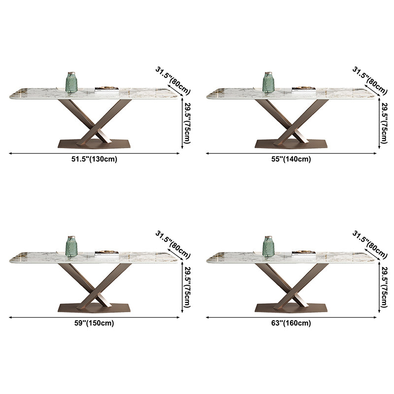Metaal traditionele luxe rechthoek binnen tafel gesinterde stenen tafel met voetstukbasis