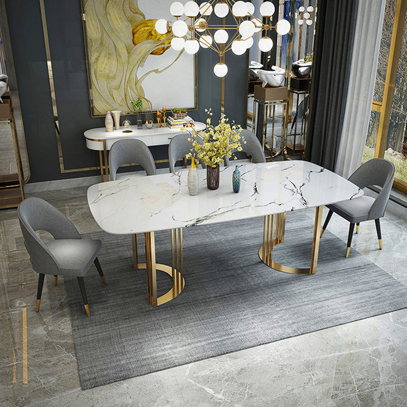 Traditional Luxury Dining Table Stainless Steel Dining Room Collection for Indoor