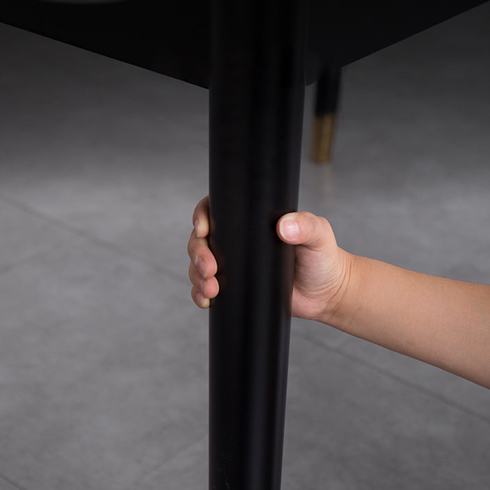 Table de salle à manger rectangulaire contemporaine Table de salle à manger en pierre frittée avec 4 pieds noirs