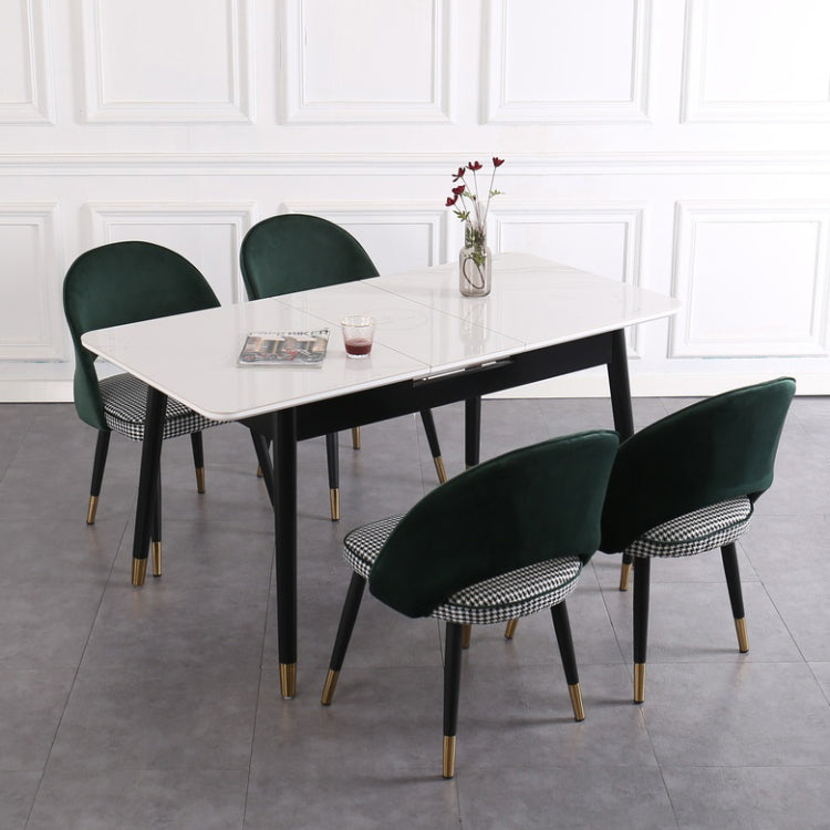 Table de salle à manger rectangulaire contemporaine Table de salle à manger en pierre frittée avec 4 pieds noirs