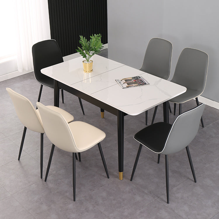 Table de salle à manger rectangulaire contemporaine Table de salle à manger en pierre frittée avec 4 pieds noirs