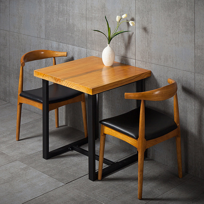 Industrial Solid Wood Dining Table Brown Trestle Dining Table for Dinning Room