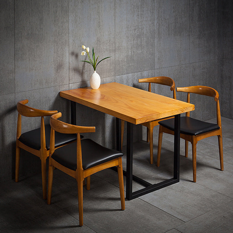 Industrial Solid Wood Dining Table Brown Trestle Dining Table for Dinning Room