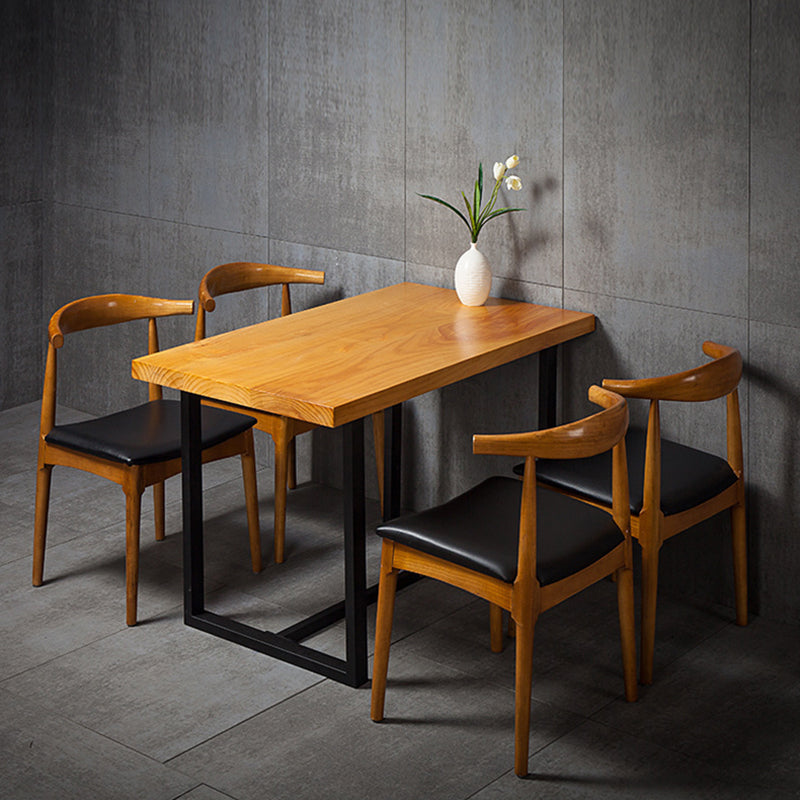 Industrial Solid Wood Dining Table Brown Trestle Dining Table for Dinning Room
