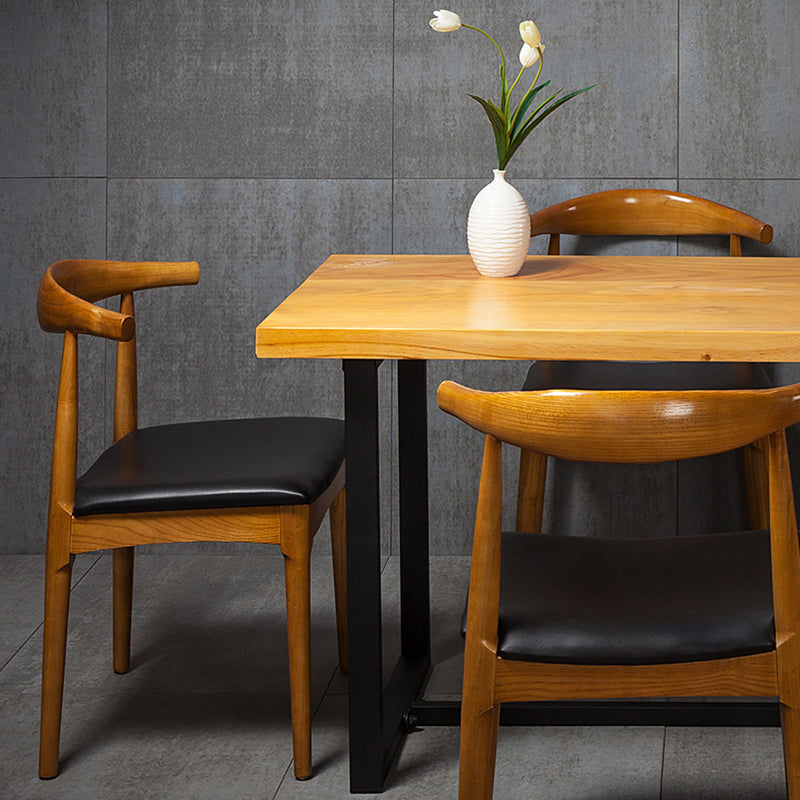 Industrial Solid Wood Dining Table Brown Trestle Dining Table for Dinning Room