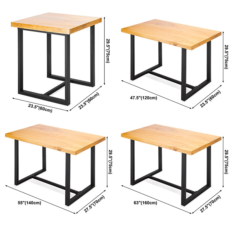 Industrial Solid Wood Dining Table Brown Trestle Dining Table for Dinning Room