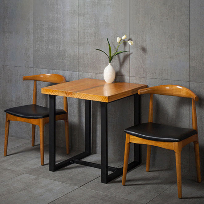 Industrial Solid Wood Dining Table Brown Trestle Dining Table for Dinning Room