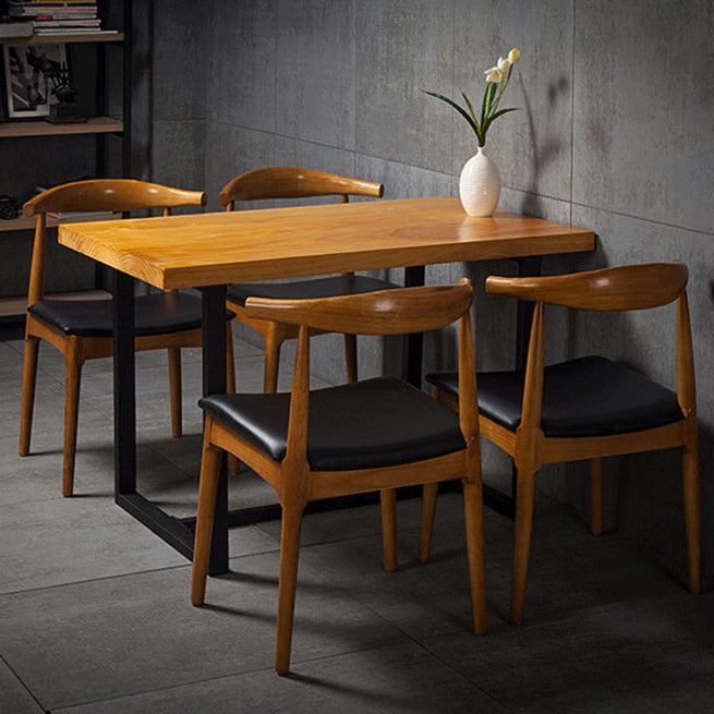 Industrial Solid Wood Dining Table Brown Trestle Dining Table for Dinning Room