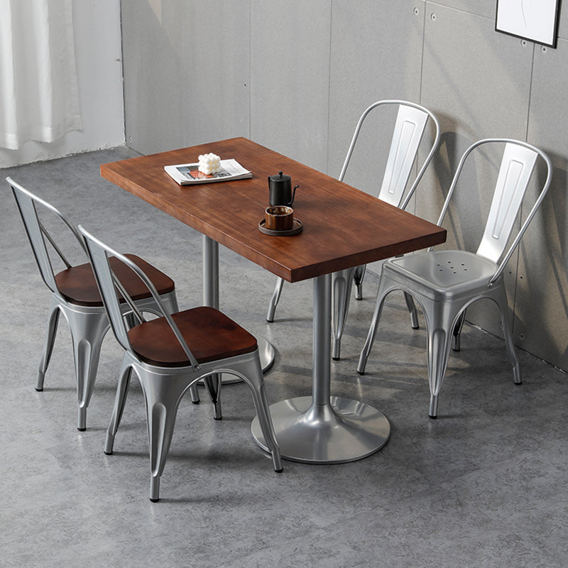 Industrial Dining Room Table Pine Solid Wood Table with Metal Base for Home Kitchen Dinner