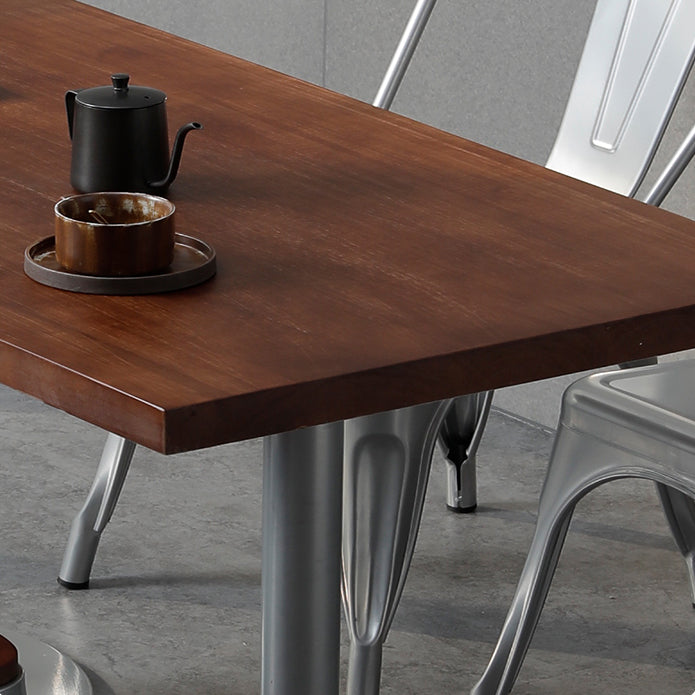 Industrial Dining Room Table Pine Solid Wood Table with Metal Base for Home Kitchen Dinner