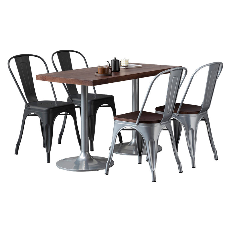 Industrial Dining Room Table Pine Solid Wood Table with Metal Base for Home Kitchen Dinner