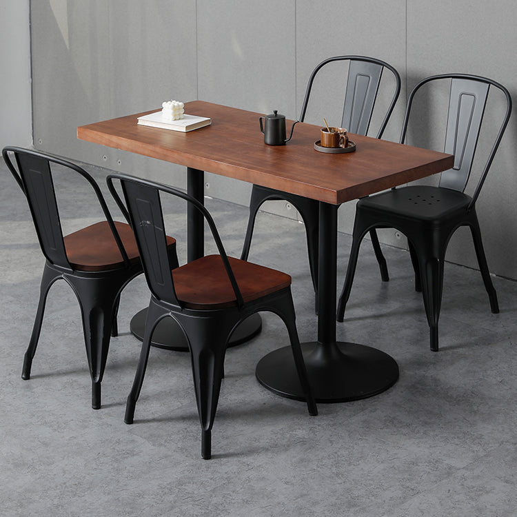 Table de salle à manger industrielle table en bois massif en bois avec base en métal pour le dîner de cuisine à la maison