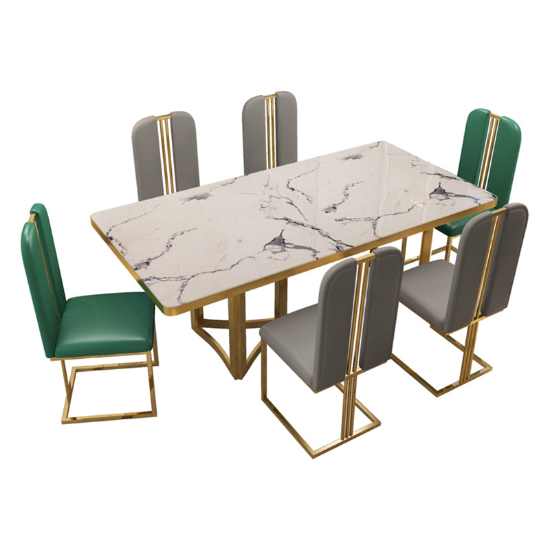 Metal Traditional Luxury Rectangle Indoor Table Sintered Stone Top Table for Dining Room