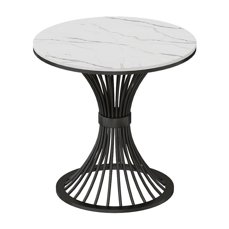 Mesa de comedor redonda de lujo tradicional mesa de comedor de piedra sinterizada con base de pedestal