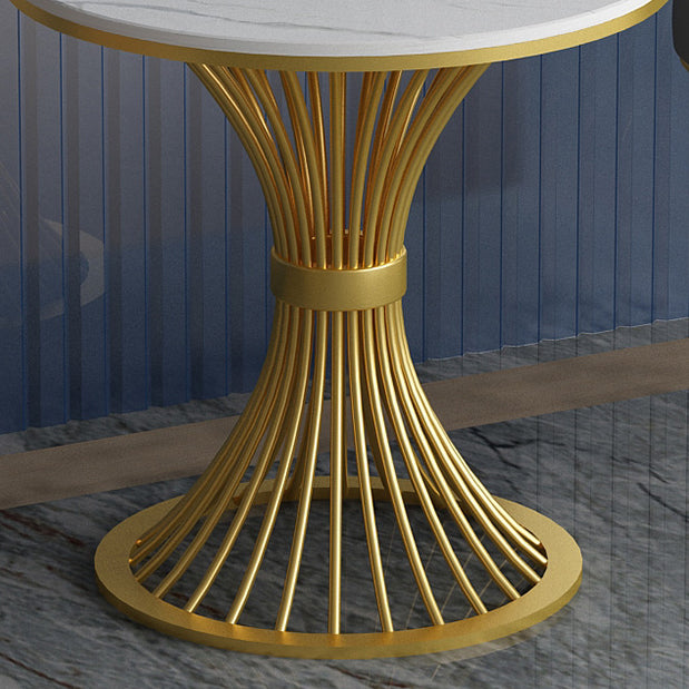 Mesa de comedor redonda de lujo tradicional mesa de comedor de piedra sinterizada con base de pedestal