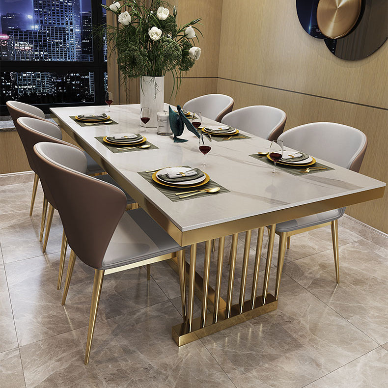 Glam Standard Kitchen Esstisch Weiß gesinterte Stein Esstisch mit Trestle Basis