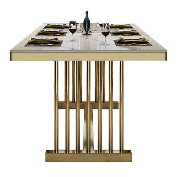 Glam Standard Kitchen Esstisch Weiß gesinterte Stein Esstisch mit Trestle Basis