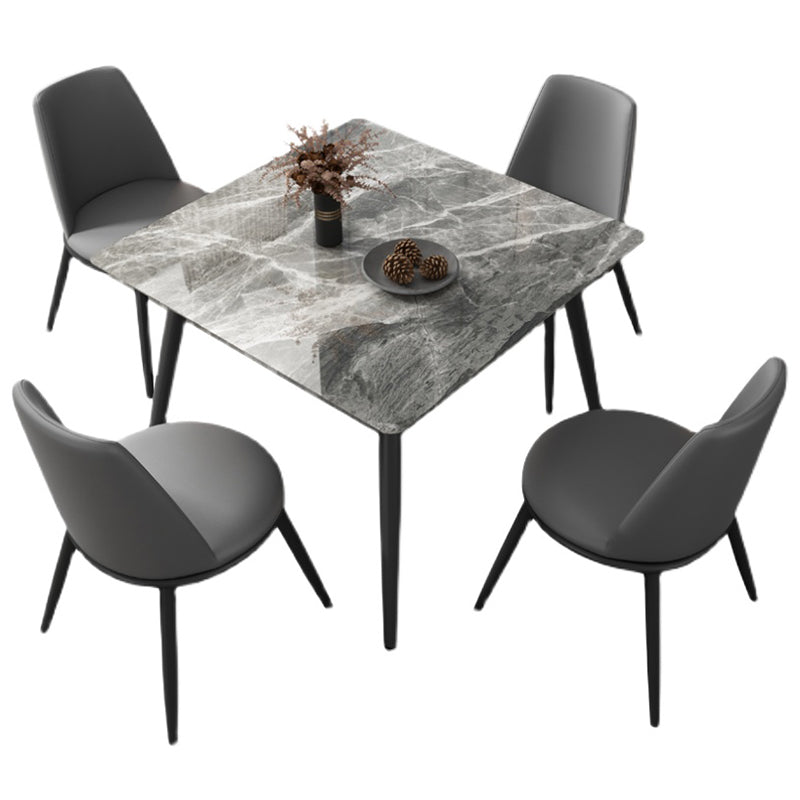 Vierkante vierkleurige eettafel Gesinterde stenen tafel Industrieel met 4 poten