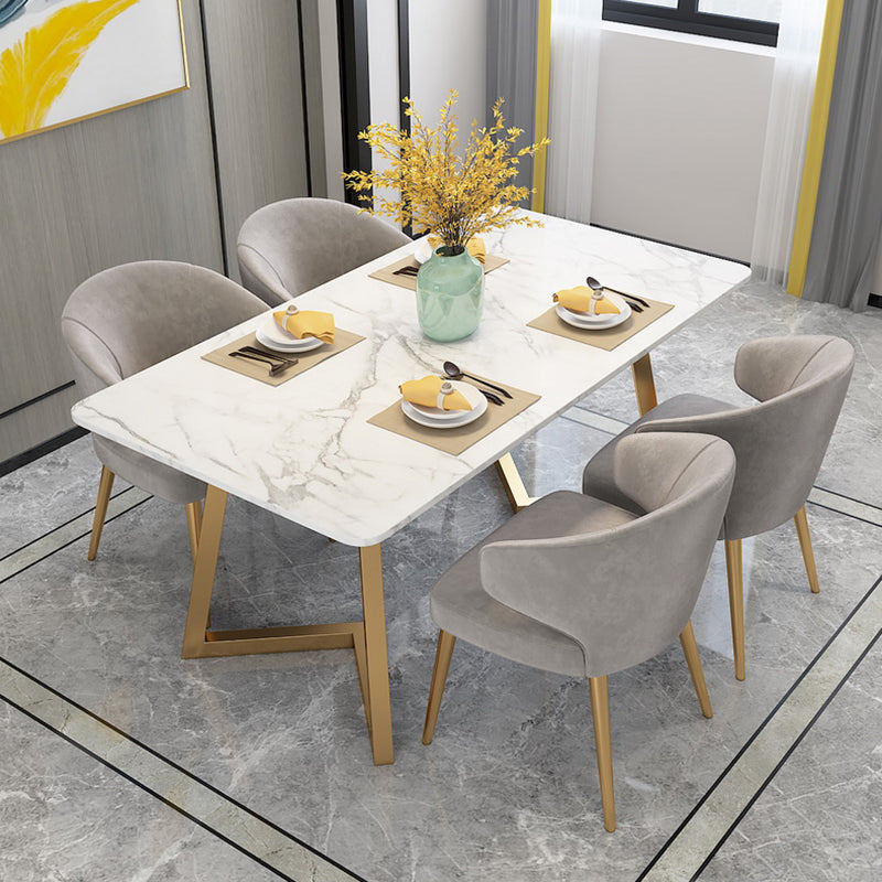 Mesa de comedor rectangular de lujo tradicional, muebles de mármol para el hogar