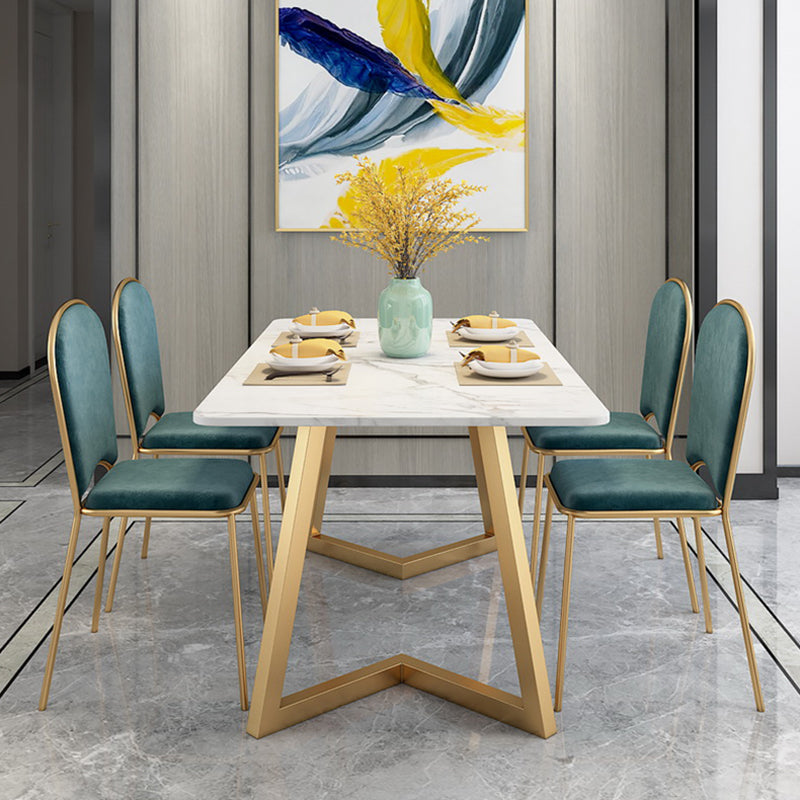 Mesa de comedor rectangular de lujo tradicional, muebles de mármol para el hogar