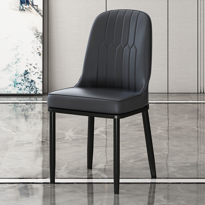 Metal Scandinavian Style Dining Chair Cushioned Parsons Armless Chair for Dining Room