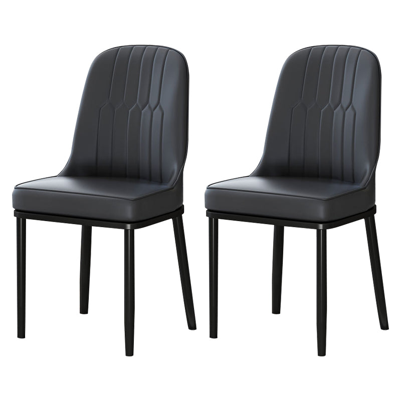 Metal Scandinavian Style Dining Chair Cushioned Parsons Armless Chair for Dining Room