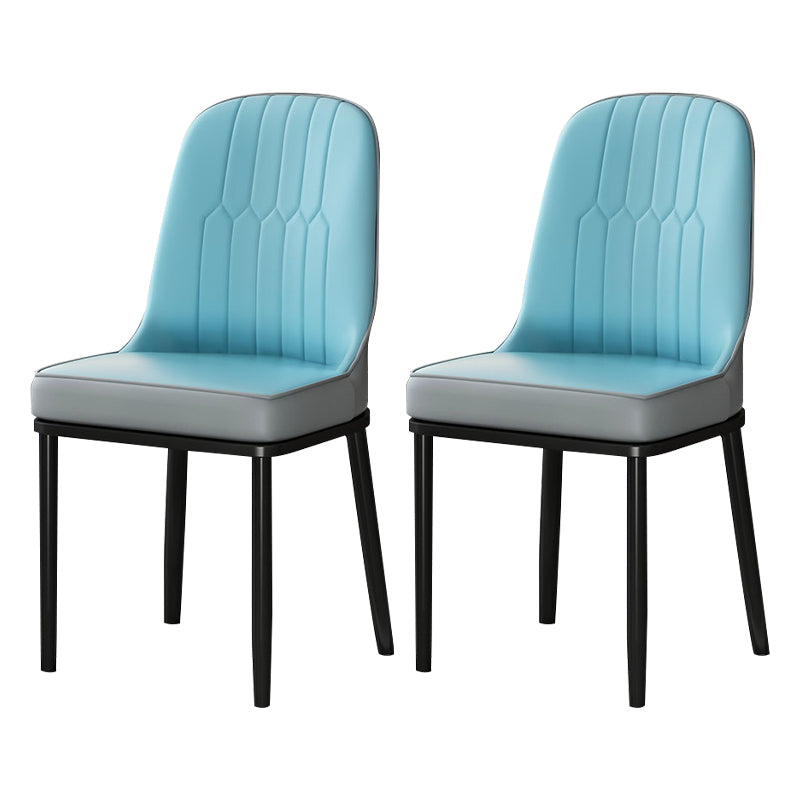 Metal Scandinavian Style Dining Chair Cushioned Parsons Armless Chair for Dining Room
