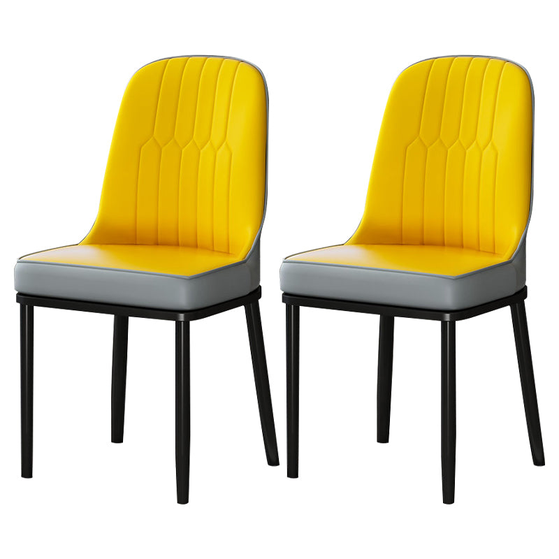 Metal Scandinavian Style Dining Chair Cushioned Parsons Armless Chair for Dining Room