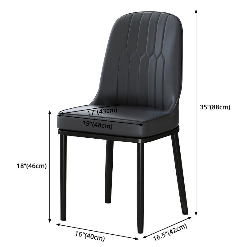 Metal Scandinavian Style Dining Chair Cushioned Parsons Armless Chair for Dining Room