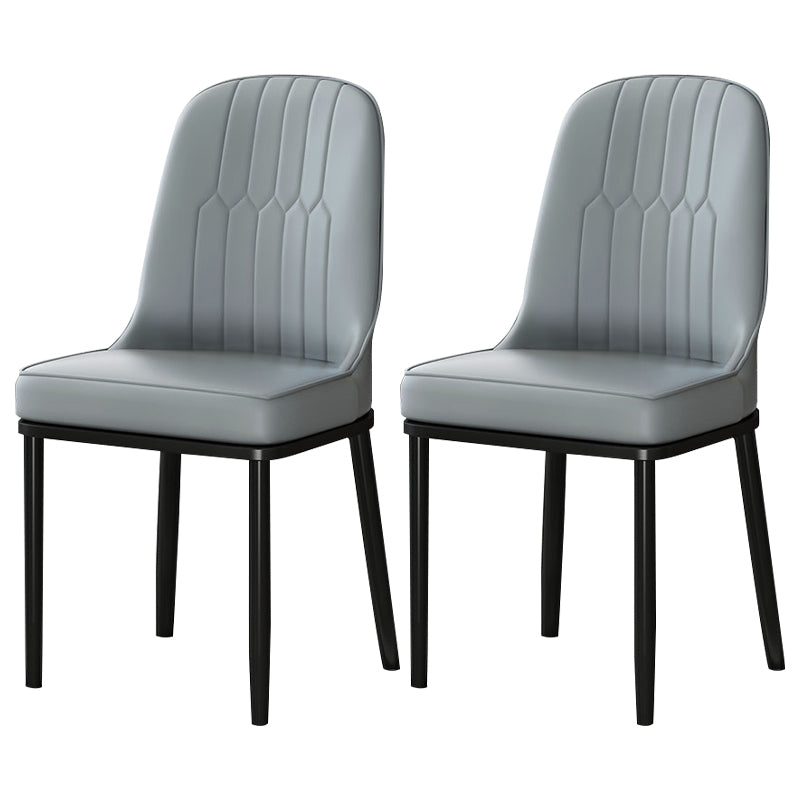 Metal Scandinavian Style Dining Chair Cushioned Parsons Armless Chair for Dining Room