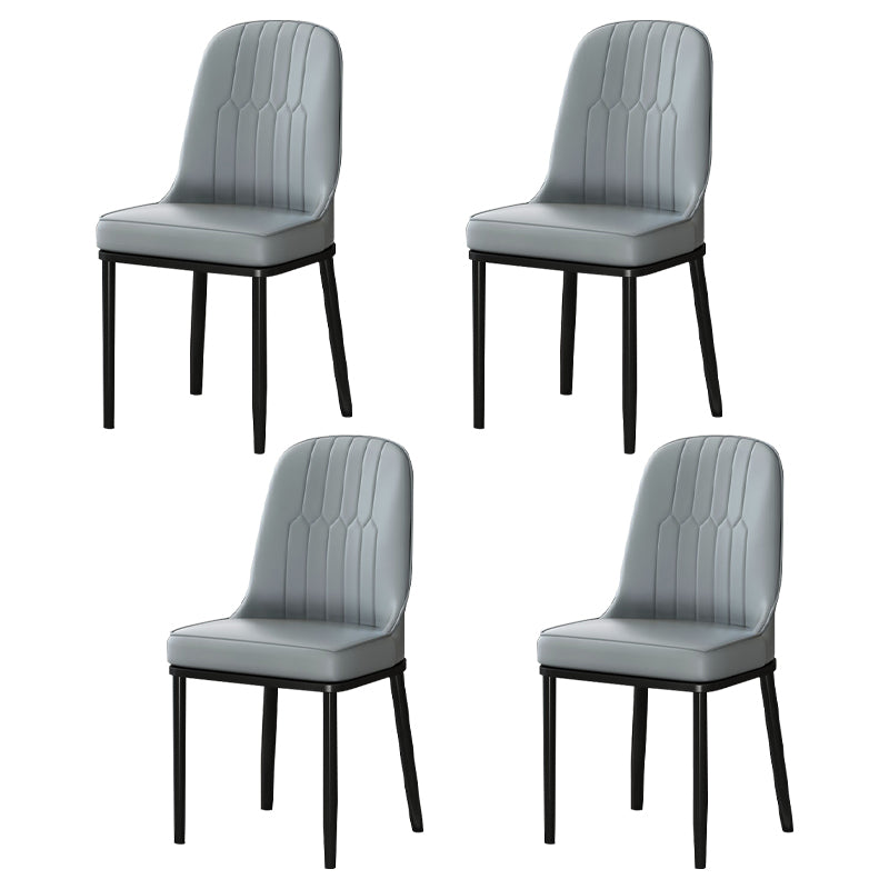 Metal Scandinavian Style Dining Chair Cushioned Parsons Armless Chair for Dining Room