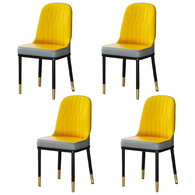 Metal Scandinavian Style Dining Chair Cushioned Parsons Armless Chair for Dining Room