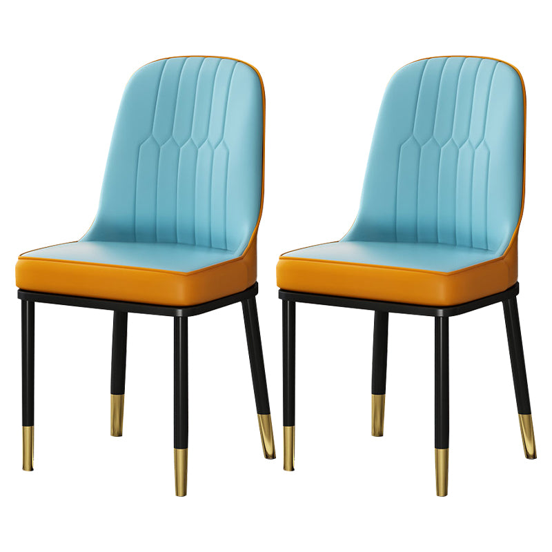 Metal Scandinavian Style Dining Chair Cushioned Parsons Armless Chair for Dining Room