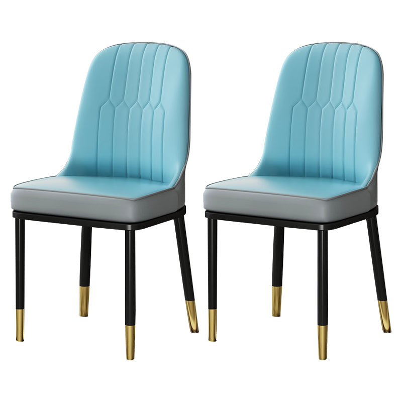 Metal Scandinavian Style Dining Chair Cushioned Parsons Armless Chair for Dining Room
