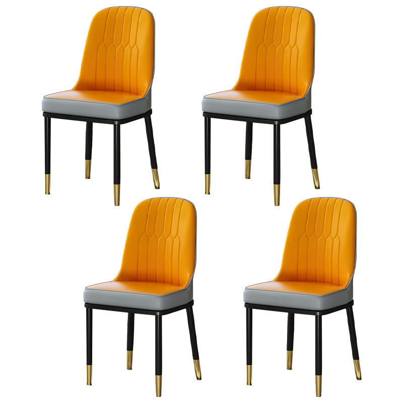 Metal Scandinavian Style Dining Chair Cushioned Parsons Armless Chair for Dining Room