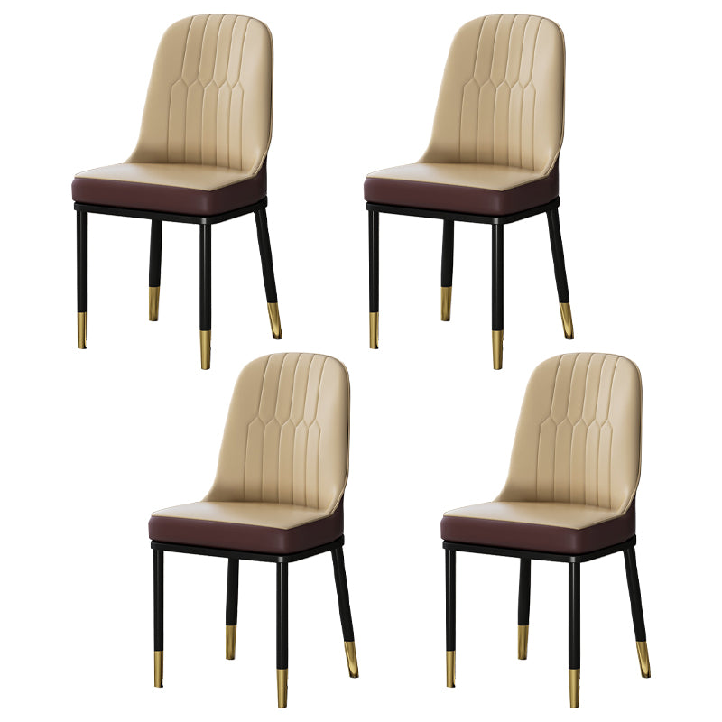 Metal Scandinavian Style Dining Chair Cushioned Parsons Armless Chair for Dining Room