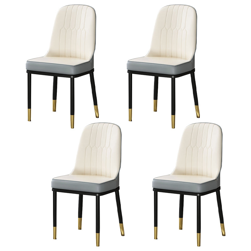 Metal Scandinavian Style Dining Chair Cushioned Parsons Armless Chair for Dining Room
