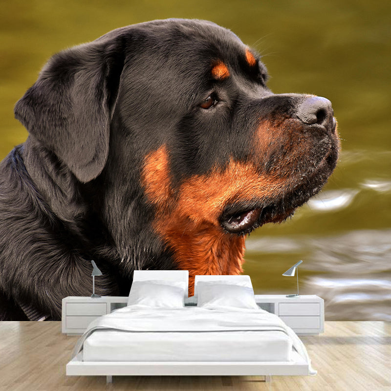 Horizontal Photography Rottweiler Mural Stain Resistant Wall Art for Living Room