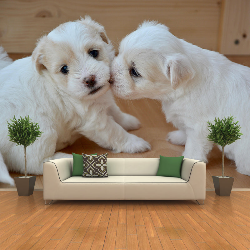 Horizontal Photography Puppy Mural Stain Resistant Wall Art for Living Room