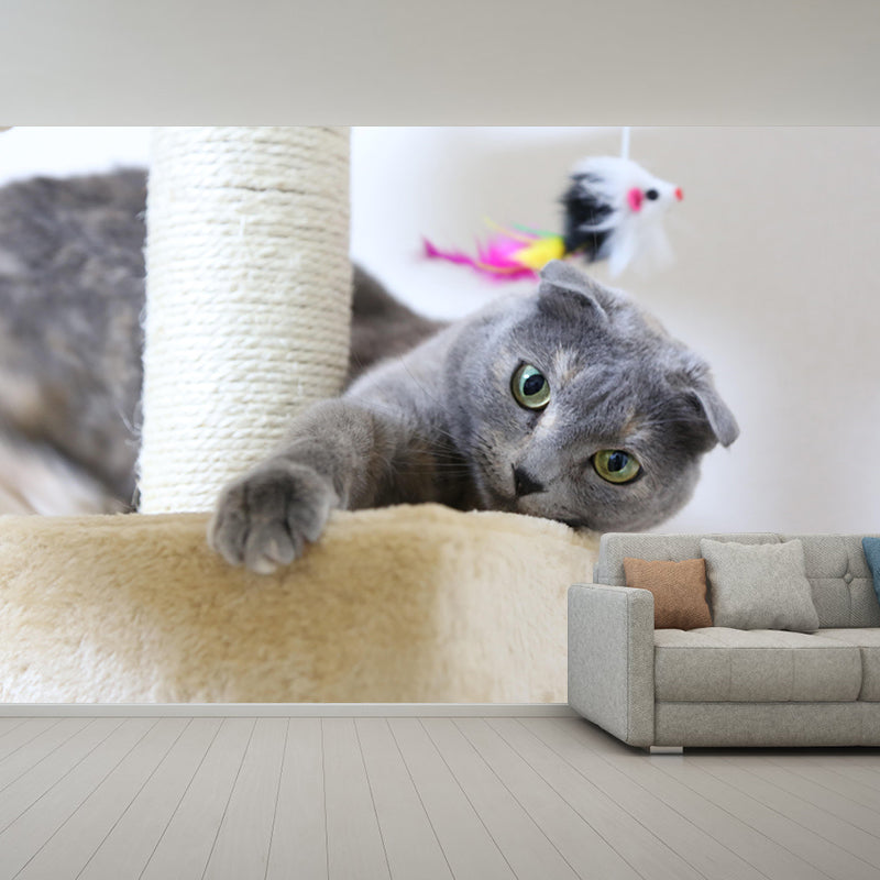 Contemporary Folds Cat Mural Environment Friendly Wall Art for Living Room