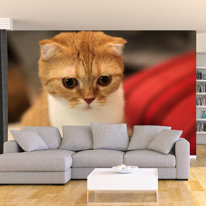 Contemporary Folds Cat Mural Environment Friendly Wall Art for Living Room