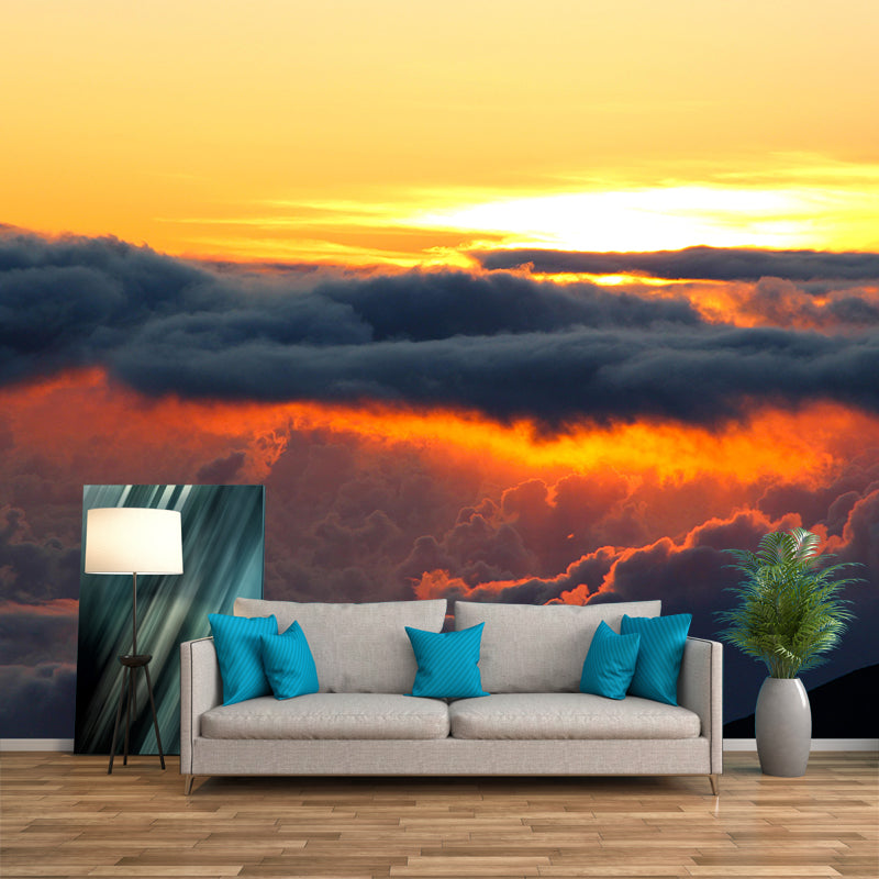 Horizontal Photography Sky Mural Stain Resistant Wall Art in Soft Color