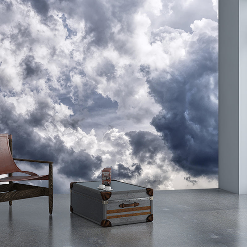 Horizontal Photography Sky Mural Stain Resistant Wall Art in Soft Color