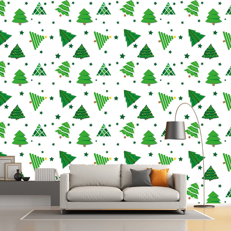 Beautiful Christmas Tree Mural Contemporary Illustration for Bedroom Decoration